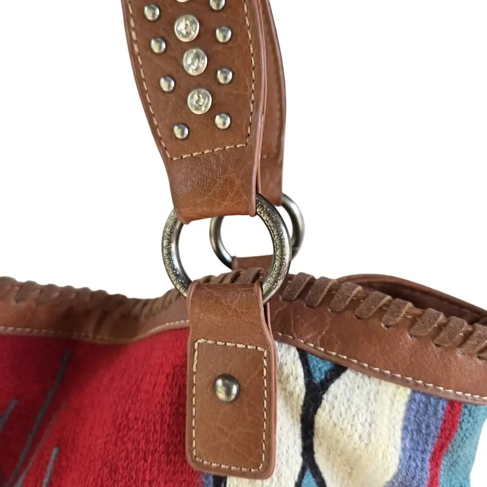 Montana West Southwestern Tapestry Tote Rhinestone Western Shoulder Bag